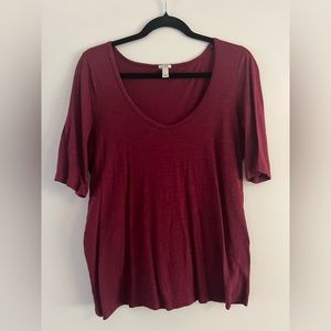 J. Crew Women’s Vintage Perfect Tissue T, Elbow Sleeve, Scoop Neck, Size L